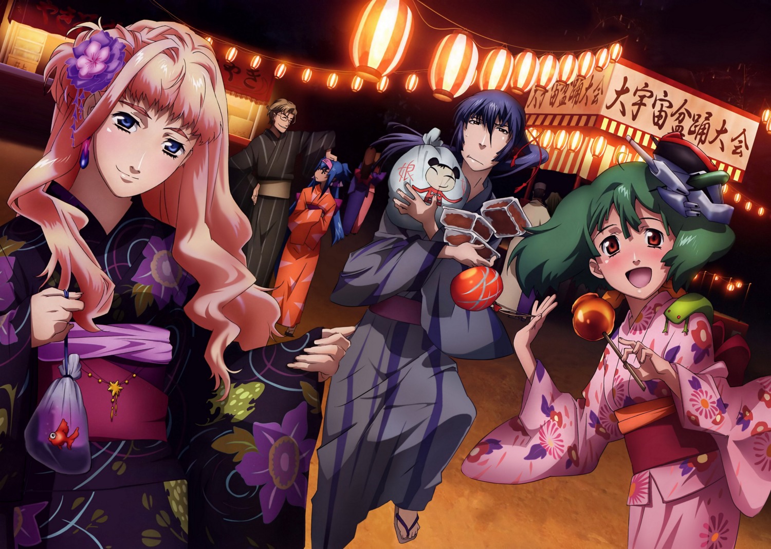 gotou_keiji klan_klein macross macross_frontier mikhail_buran ranka_lee saotome_alto sheryl_nome yukata