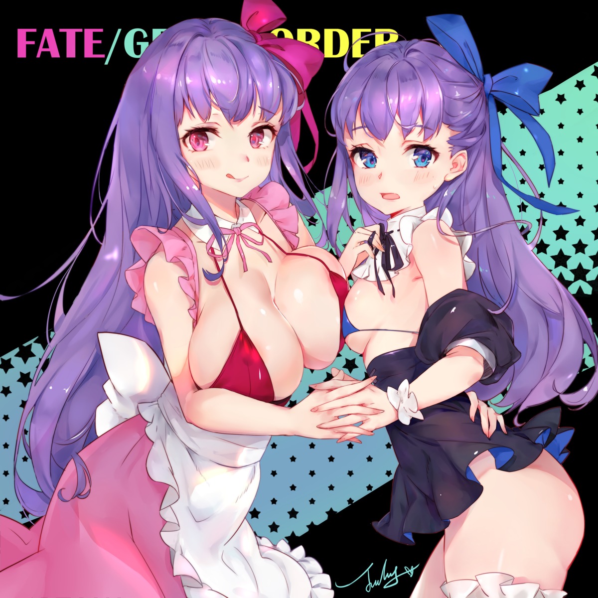 bikini_top breast_hold fate/grand_order jiujiuyatou_(yayanzz) maid meltlilith passion_lip swimsuits