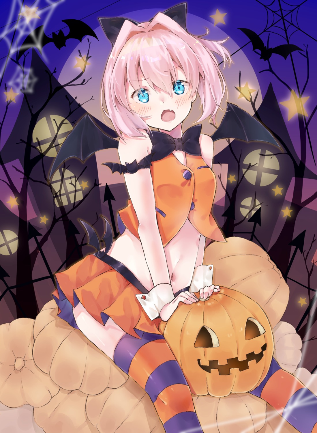 halloween kantai_collection shiranui_(kancolle) thighhighs u_yuz_xx wings witch