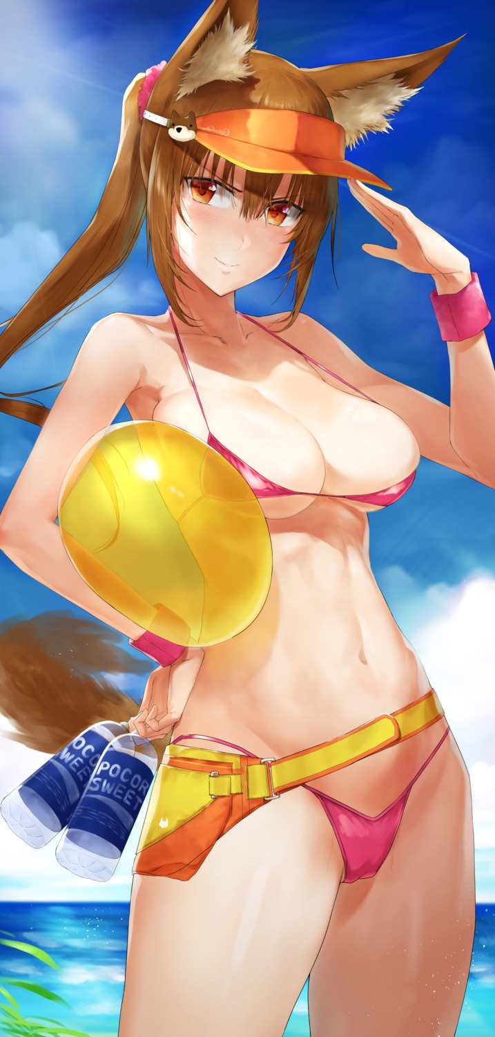 akitaka_akita animal_ears bikini cameltoe swimsuits tail