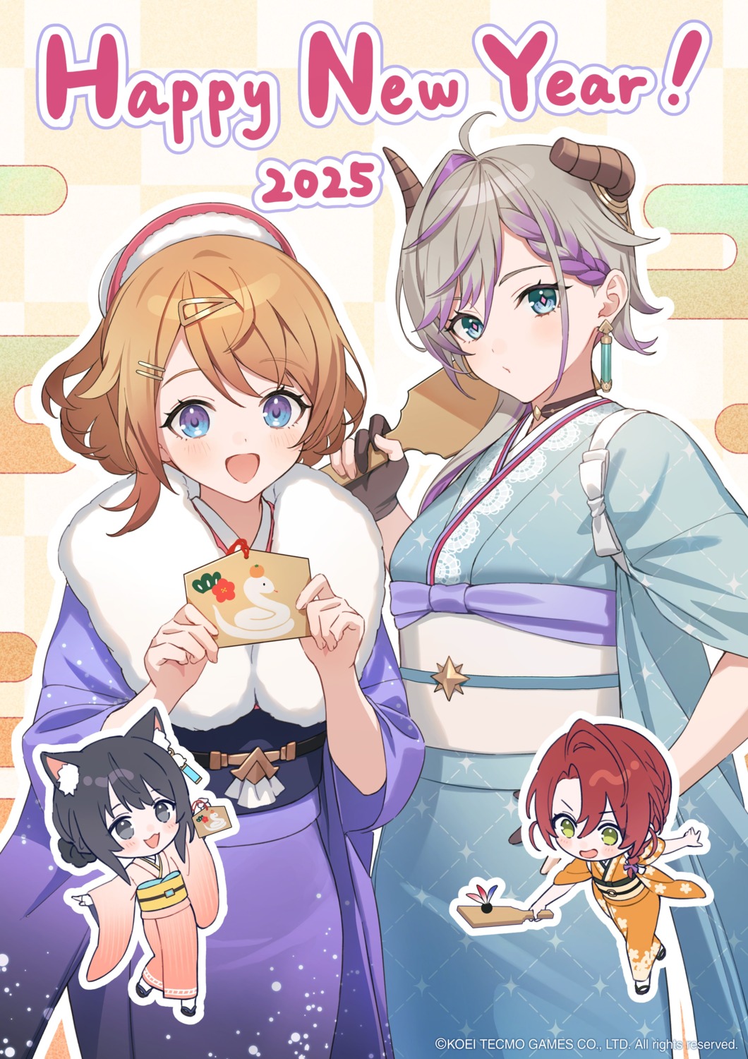 animal_ears atelier atelier_resleriana chibi heidi horns izana_kokoschka kimono koei_tecmo nekomimi resna_sternenlicht tokki valeria_(atelier)