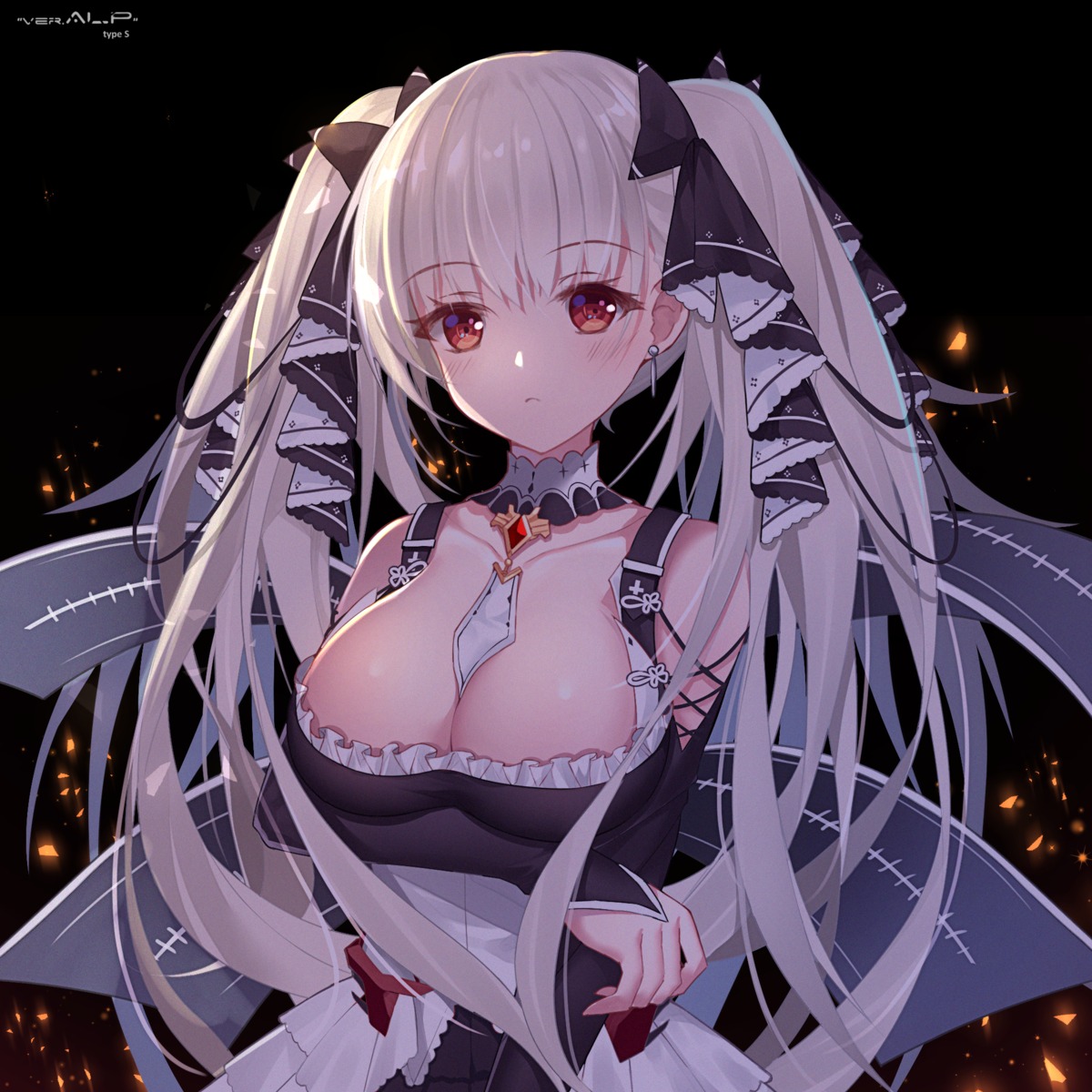 aluppia azur_lane breast_hold cleavage formidable_(azur_lane) gothic_lolita lolita_fashion no_bra