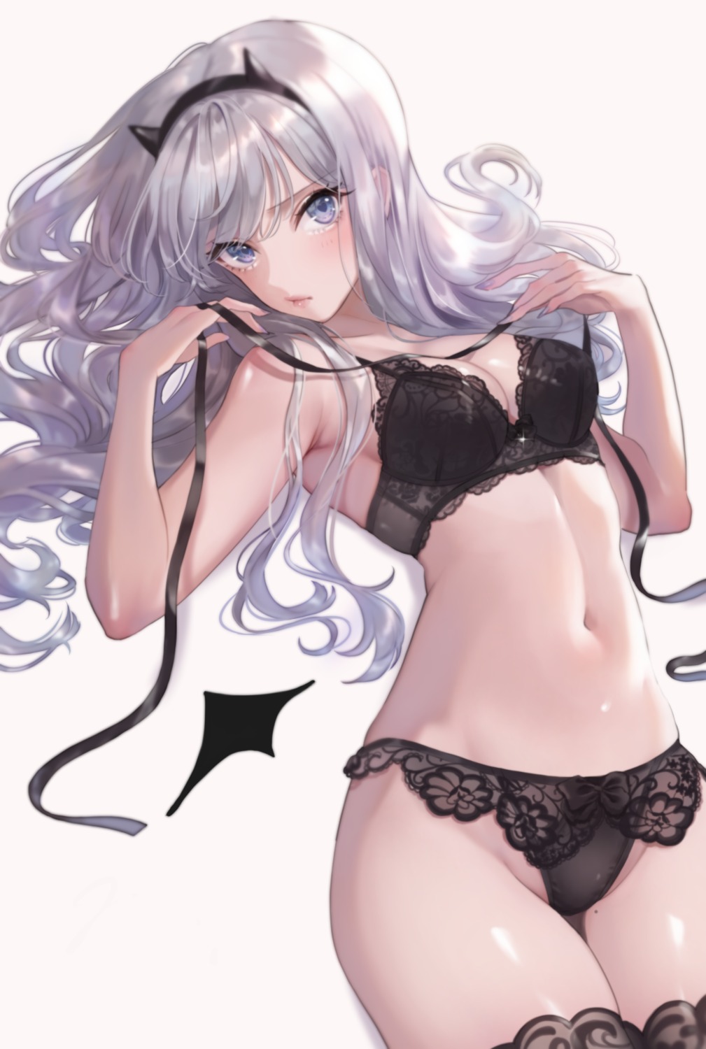 bra cleavage horns lingerie magako pantsu thighhighs