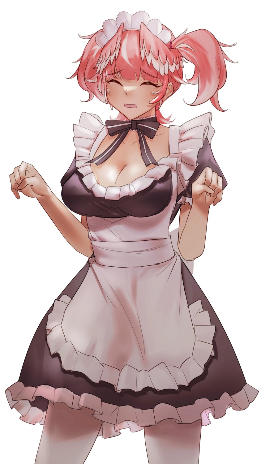 aragiken cleavage hololive maid pantyhose takane_lui wings