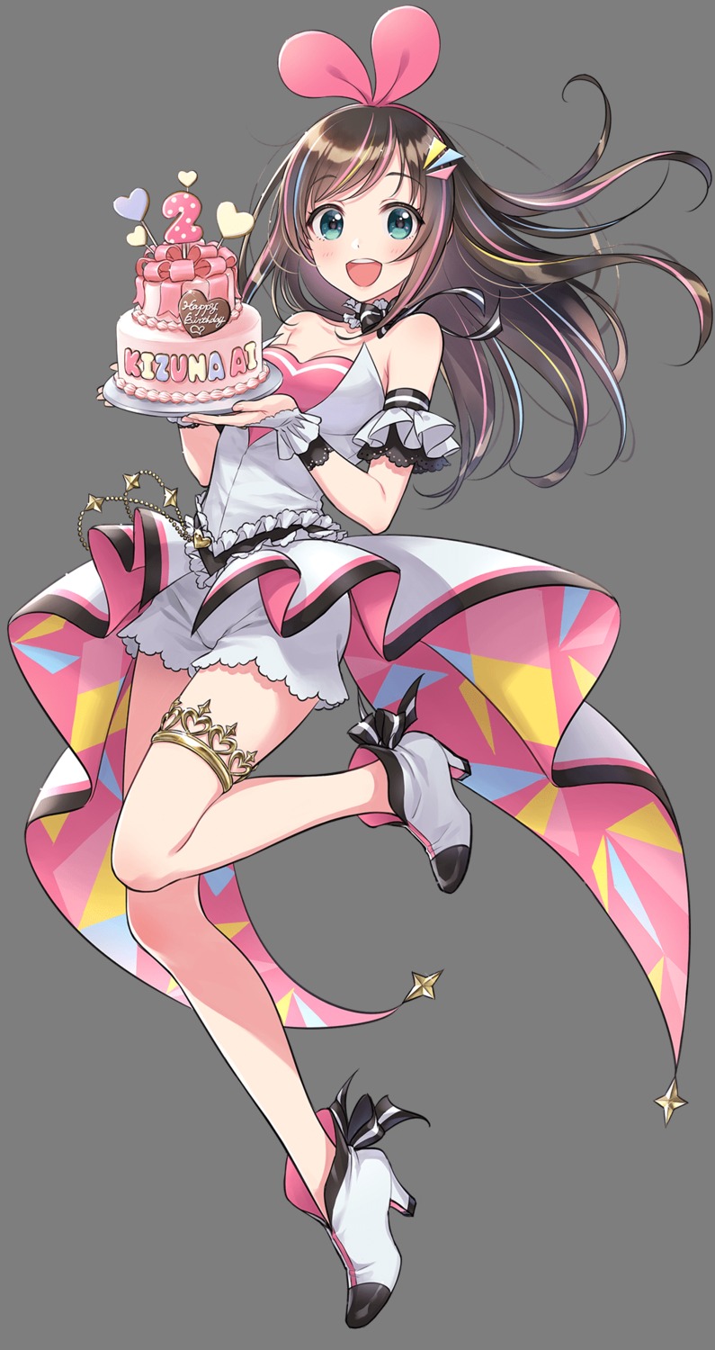 a.i._channel dress garter heels kizuna_ai morikura_en no_bra transparent_png