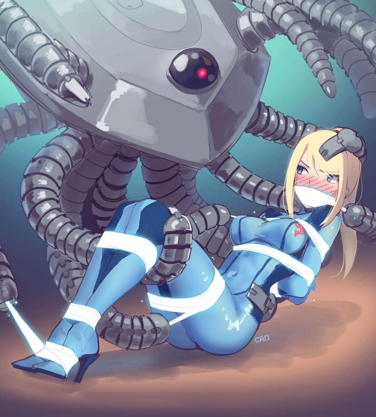 bandages bodysuit bondage heels kaddo mecha metroid samus_aran