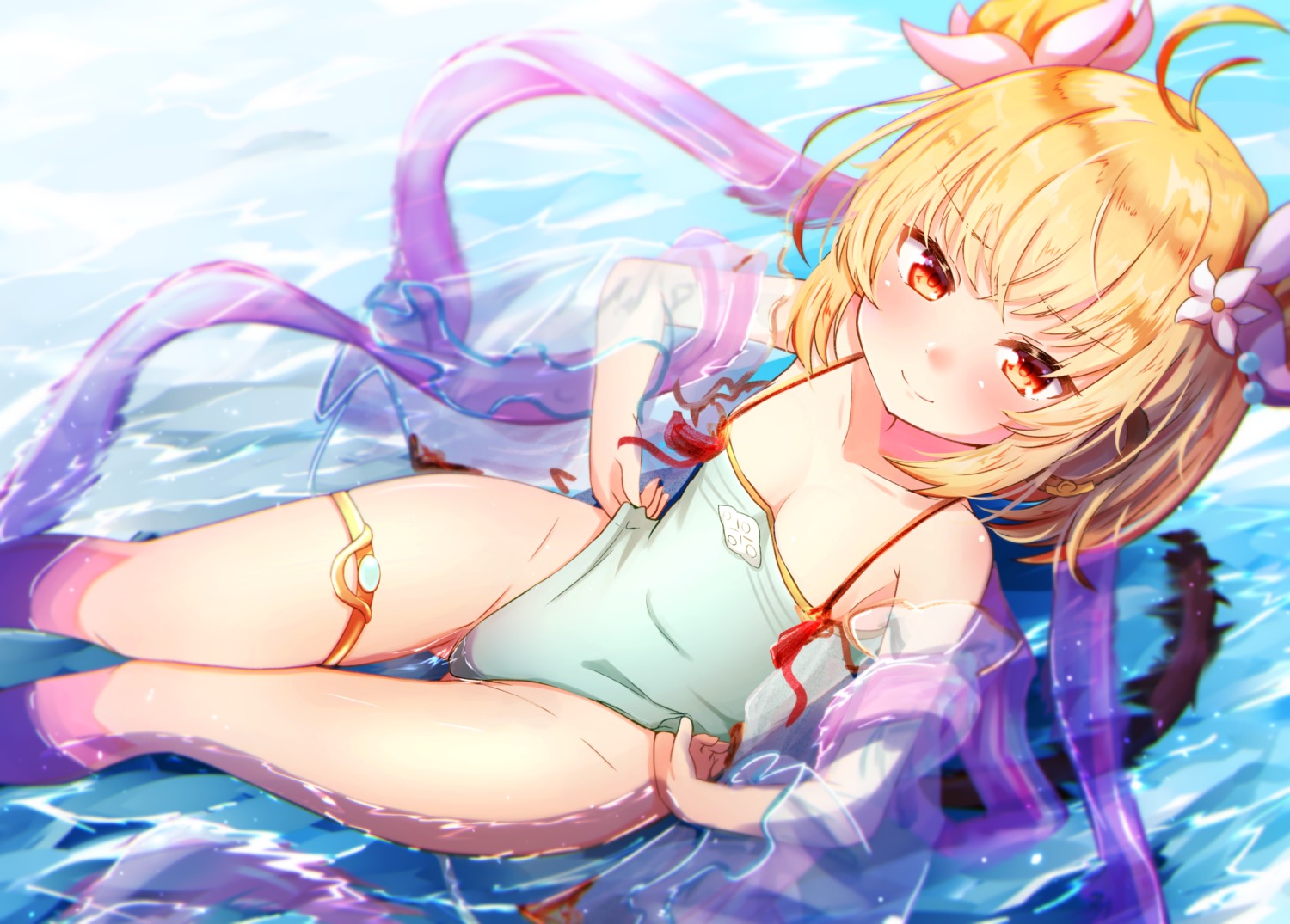 andira_(granblue_fantasy) animal_ears baram garter granblue_fantasy loli swimsuits tail wet