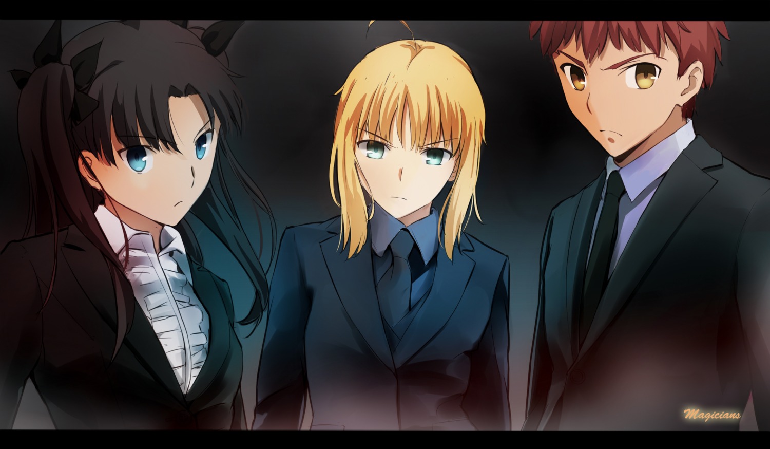 business_suit emiya_shirou fate/stay_night fate/stay_night_unlimited_blade_works fate/zero magicians saber toosaka_rin
