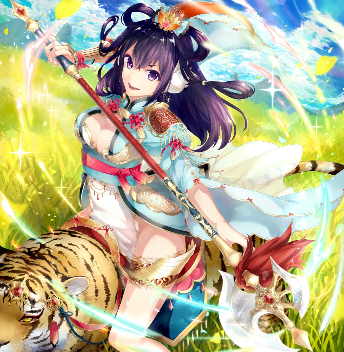 asian_clothes cleavage gari garter weapon