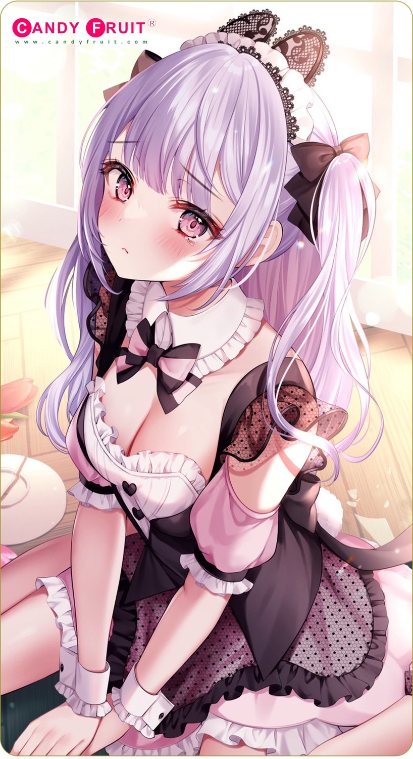 animal_ears bunny_ears maid no_bra see_through tail yuga-