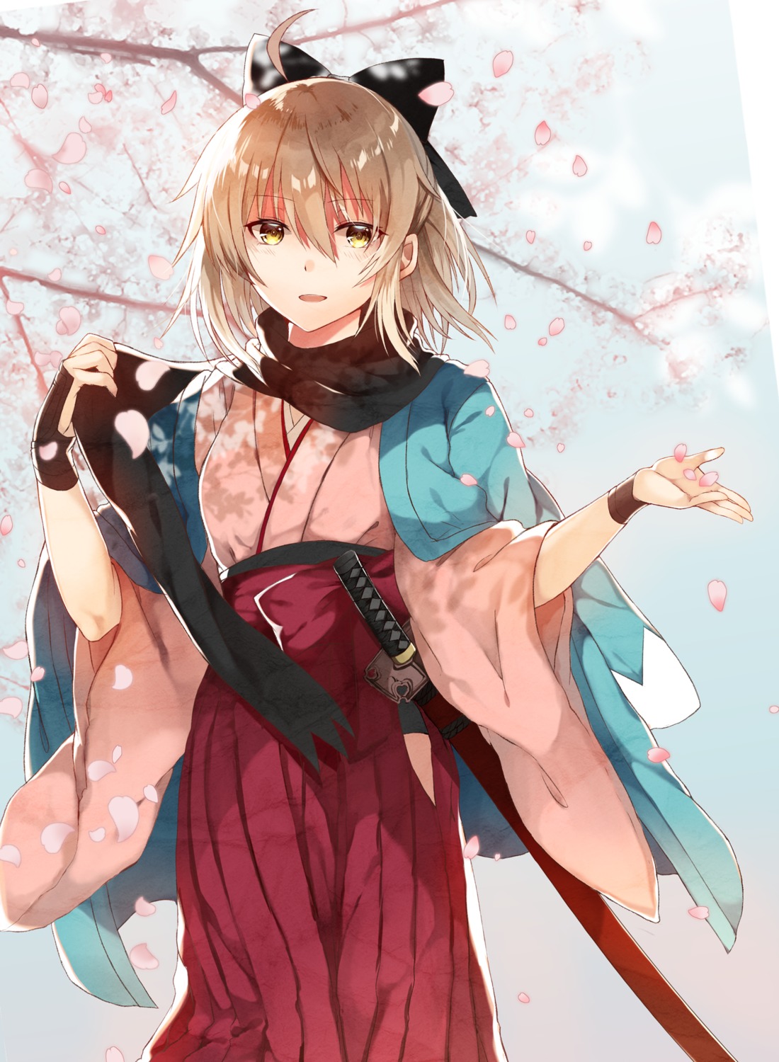 fate/grand_order japanese_clothes nagatsuki_take okita_souji_(fate) sword