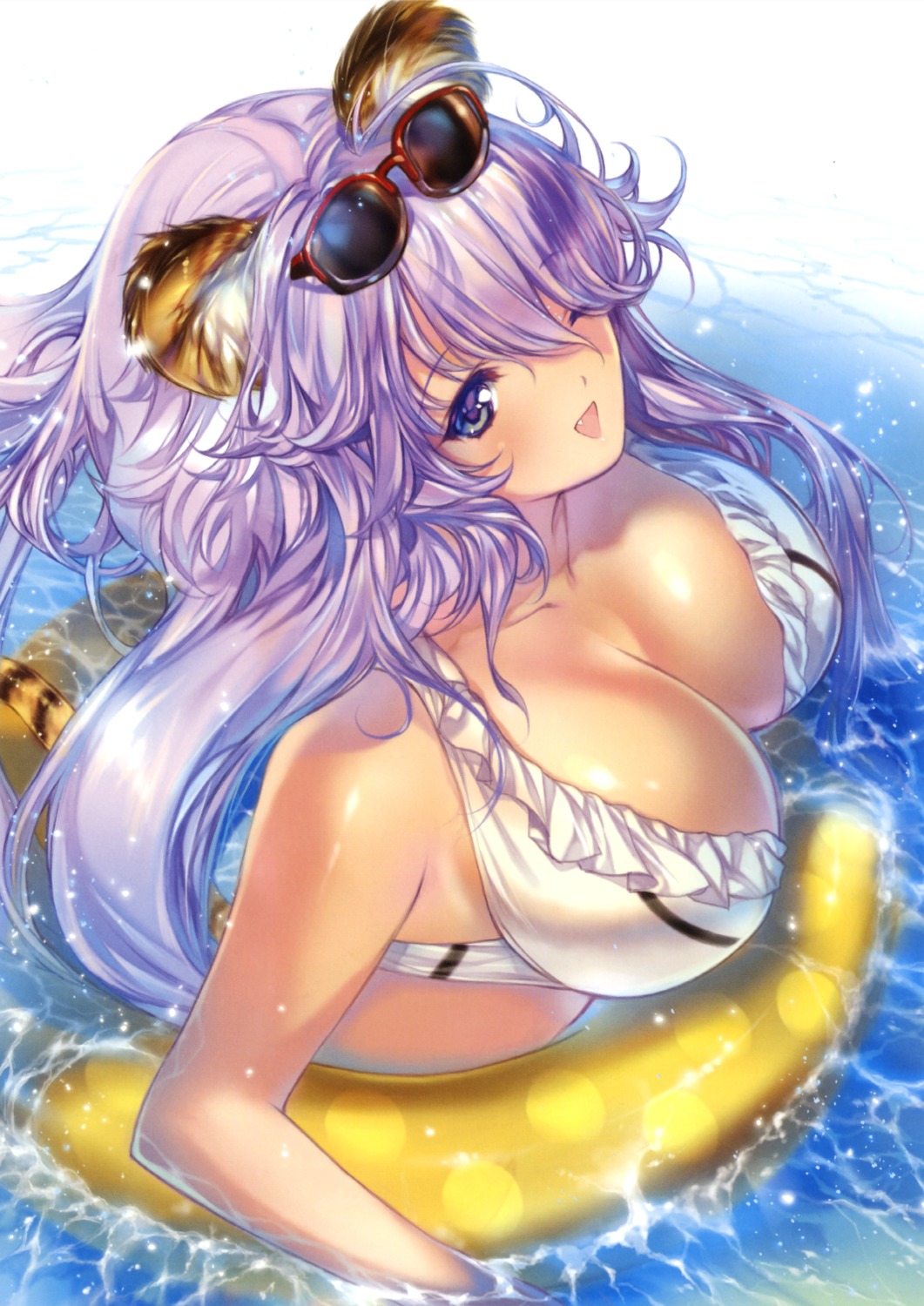 animal_ears bikini cleavage megane min-naraken screening swimsuits tail wet