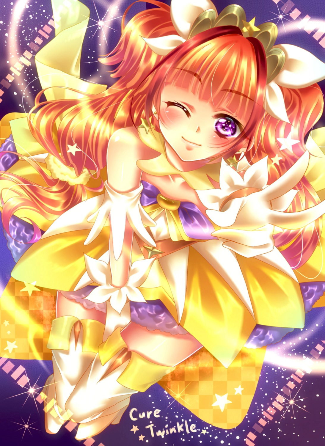 amanogawa_kirara dress go!_princess_pretty_cure heels pretty_cure thighhighs touki_matsuri