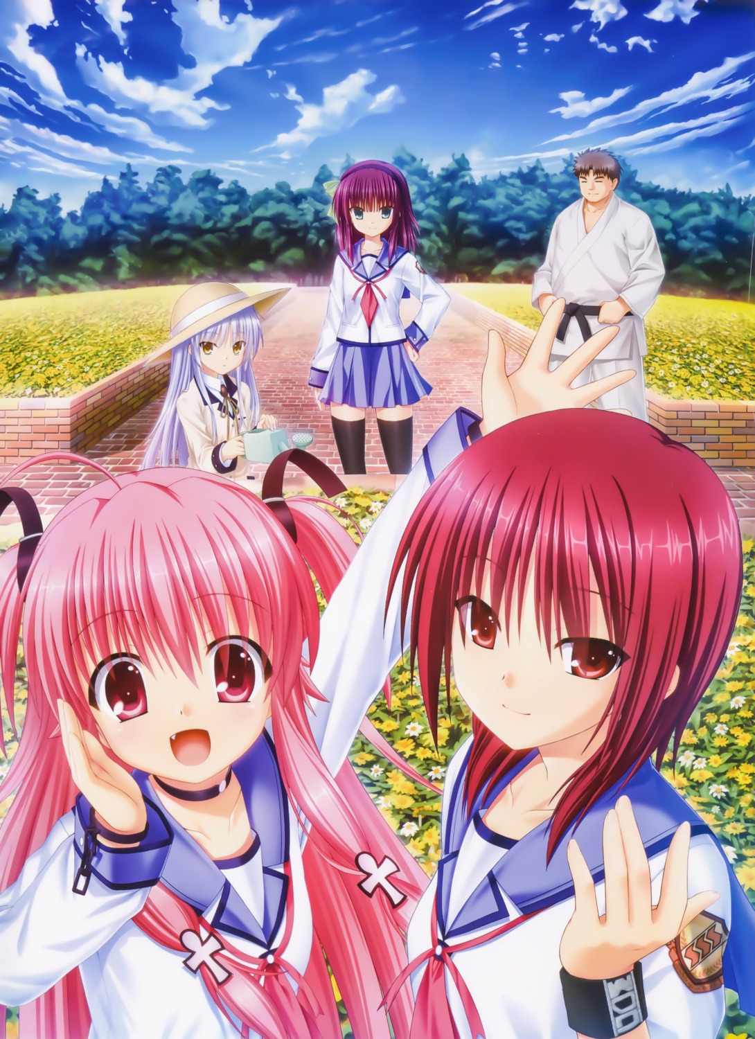 angel_beats! iwasawa japanese_clothes key matsushita na-ga possible_duplicate seifuku tenshi thighhighs yui_(angel_beats!) yurippe