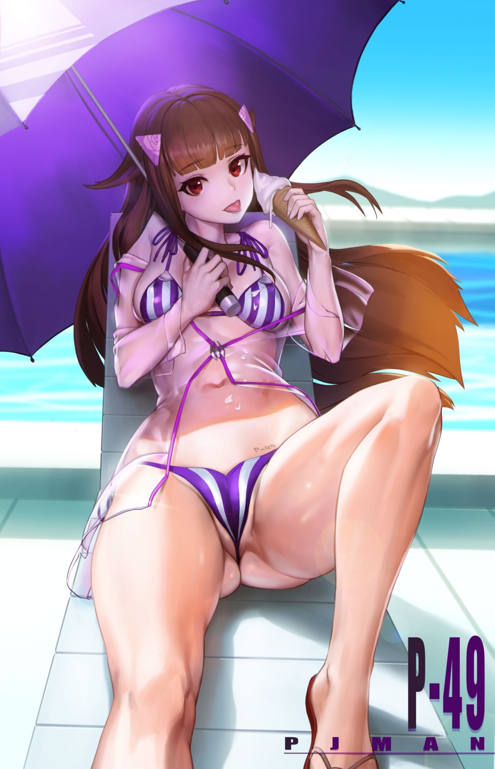 bikini cameltoe last_origin open_shirt pjman see_through swimsuits thong umbrella