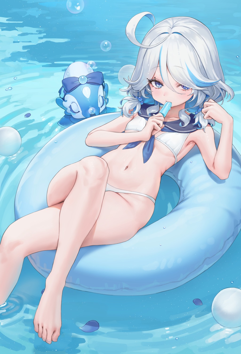 bikini furina genshin_impact heterochromia punipuni_(p00nipooni) swimsuits wet