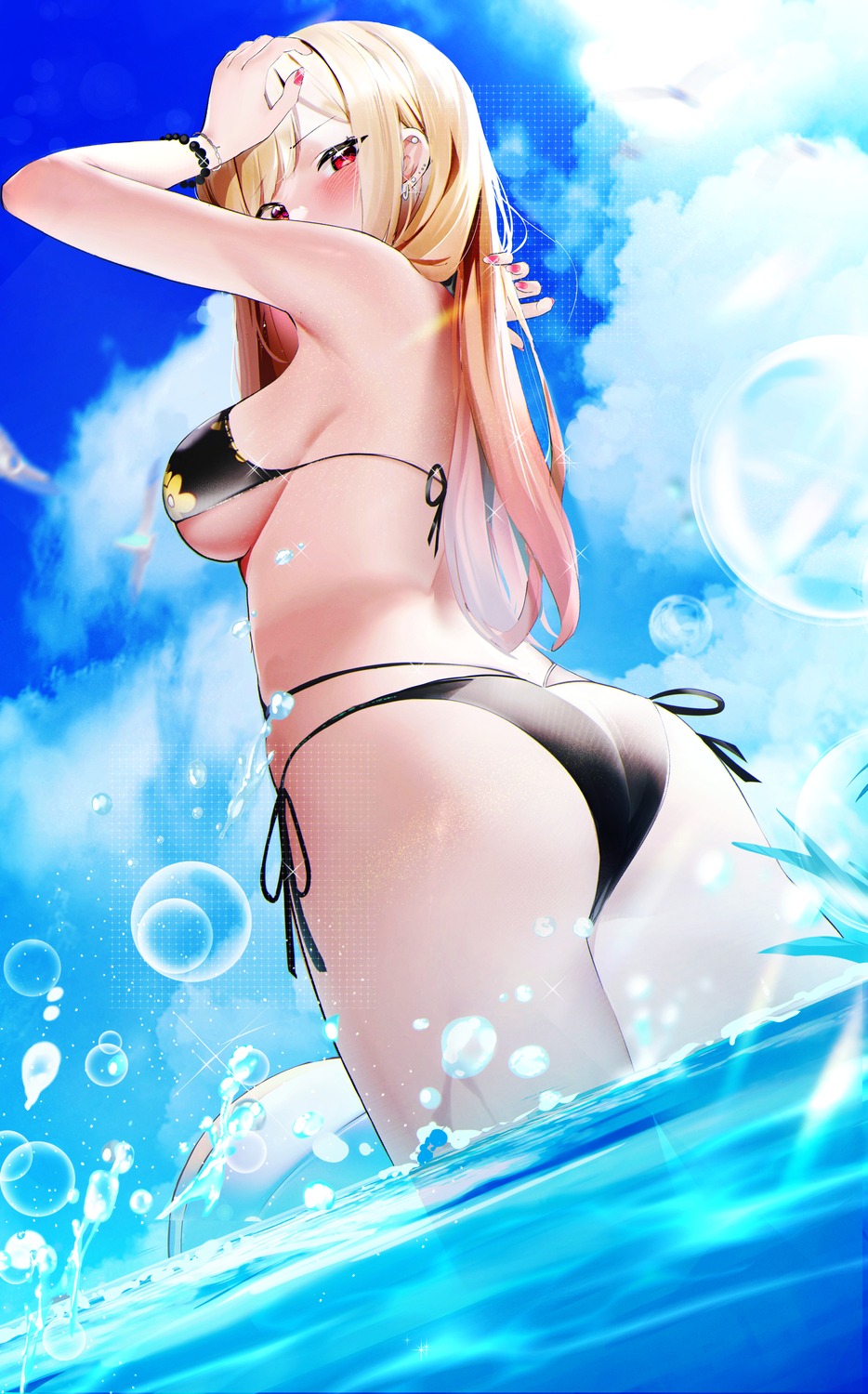 ass bikini fantongjun kitagawa_marin sono_bisque_doll_wa_koi_wo_suru swimsuits thong wet