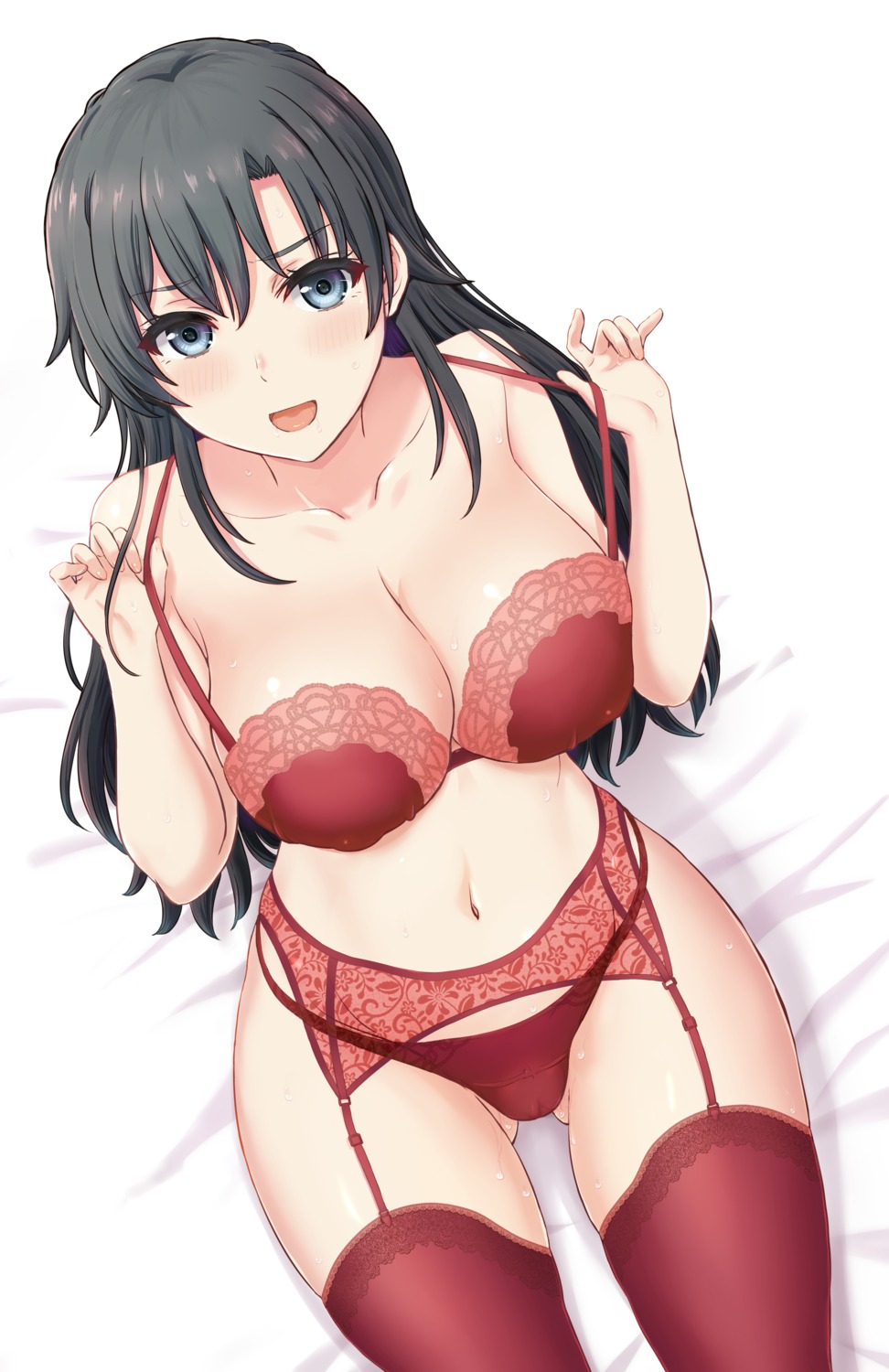 bra cameltoe garter_belt hiratsuka_shizuka inanaki_shiki lingerie pantsu stockings thighhighs undressing wet yahari_ore_no_seishun_lovecome_wa_machigatteiru.