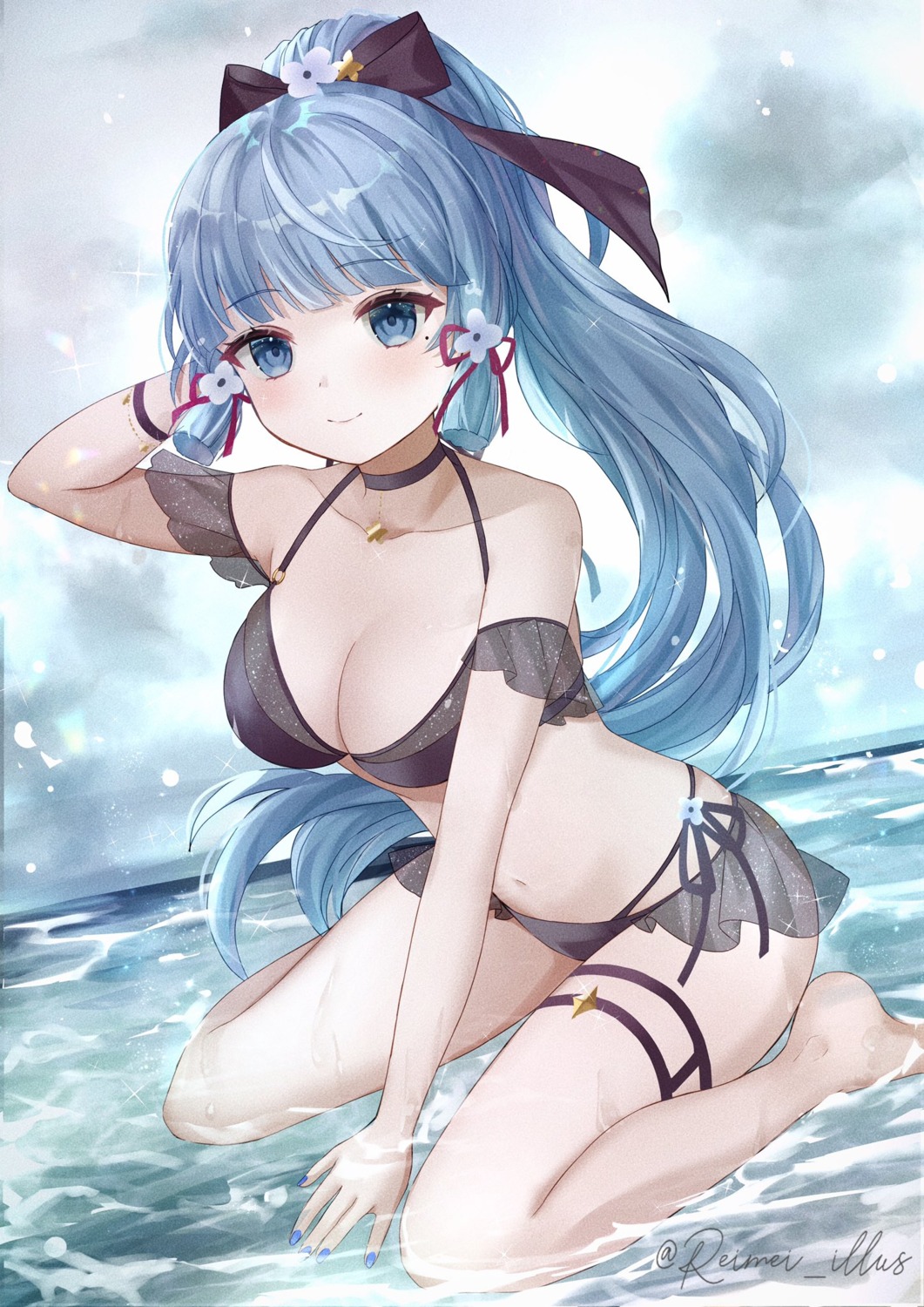 bikini garter genshin_impact kamisato_ayaka kebaboishii see_through swimsuits wet