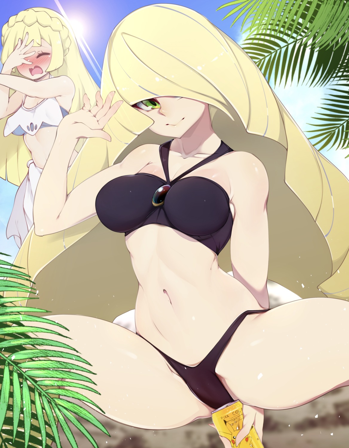 bikini cameltoe lillie_(pokemon) lusamine_(pokemon) pokemon pokemon_sm pokemon_usum slugbox swimsuits