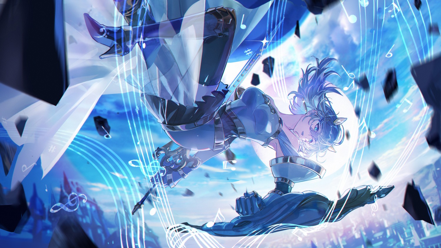 armor heels horns kanose see_through skirt_lift sword takt_op. takt_op._destiny thighhighs walkure_(takt_op.)