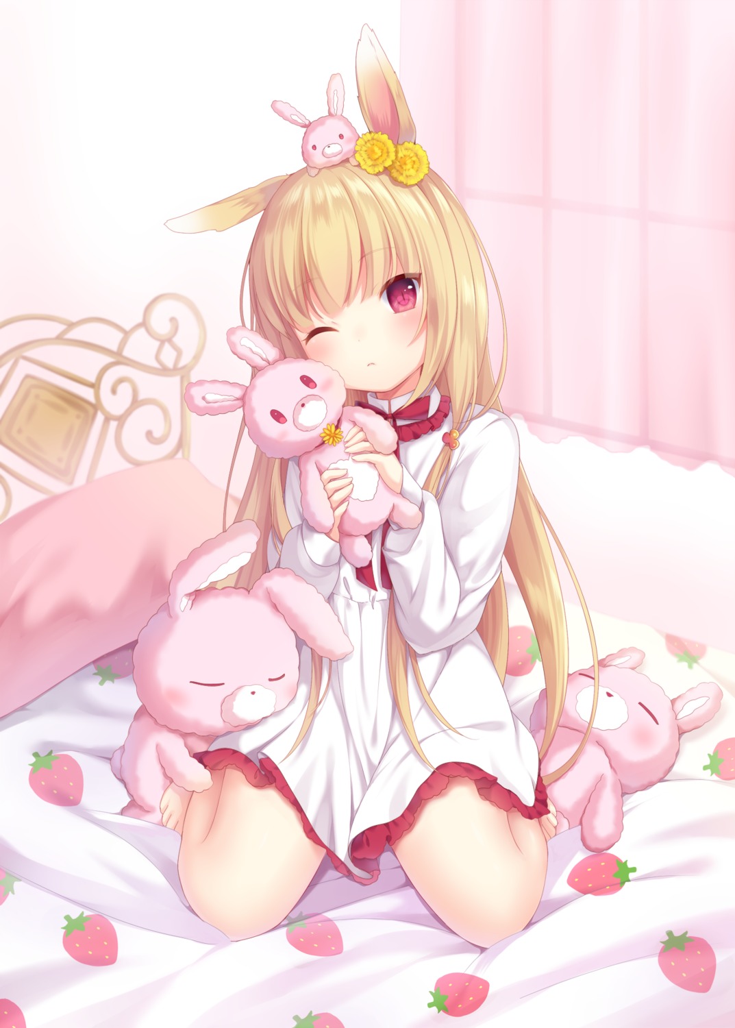 amashiro_natsuki animal_ears bunny_ears dress