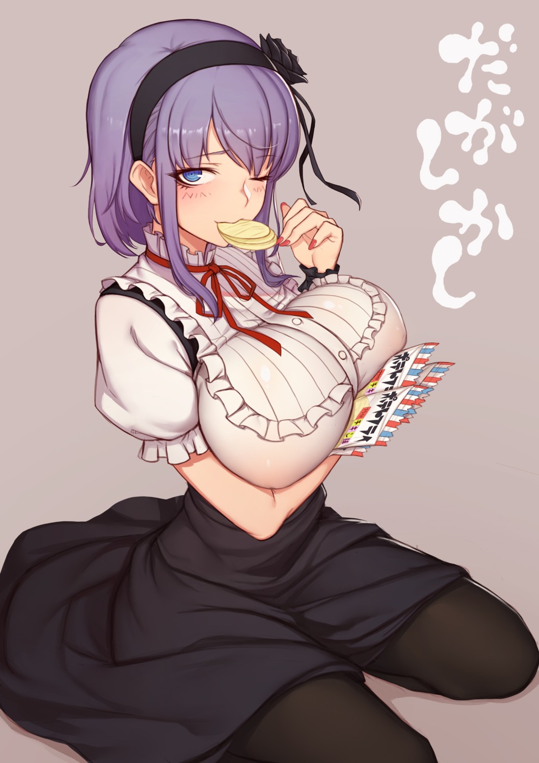 breast_hold dagashi_kashi dress evan_yang pantyhose shidare_hotaru