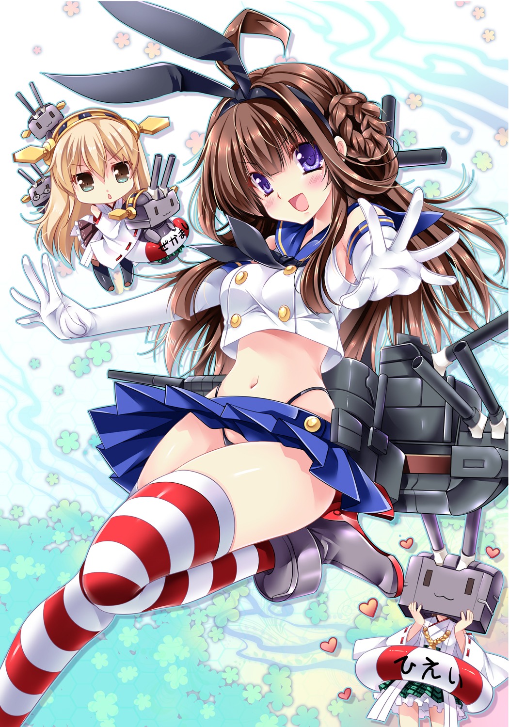 cosplay hiei_(kancolle) kantai_collection kongou_(kancolle) pantsu rensouhou-chan sakurano_ruu shimakaze_(kancolle) thighhighs