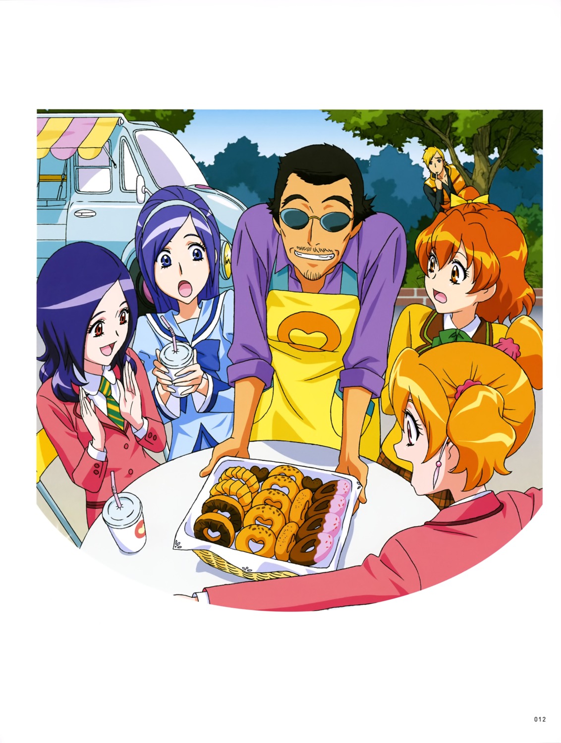 aono_miki fresh_precure! higashi_setsuna kaoru_(fresh) megane momozono_love precure seifuku westar yamabuki_inori