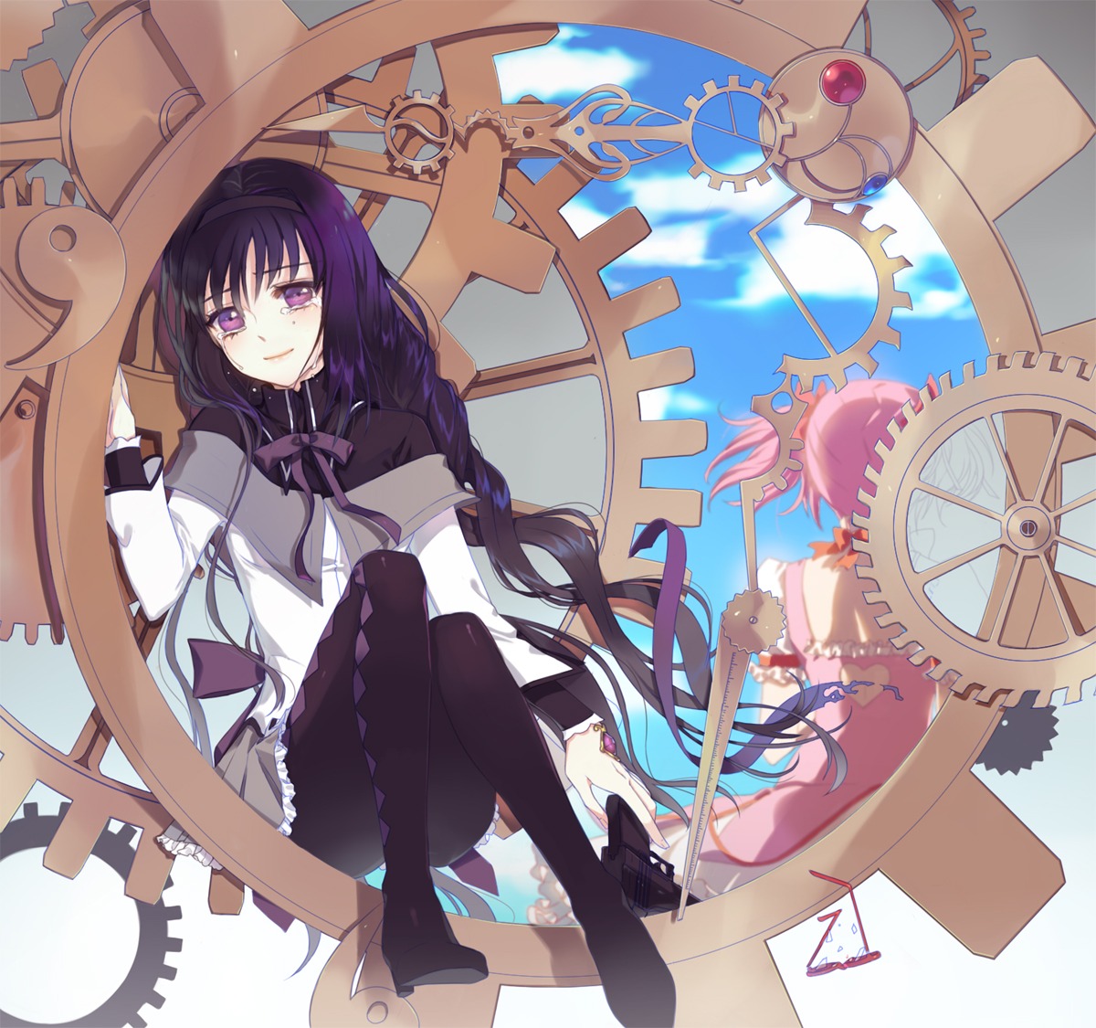 akemi_homura enk gun kaname_madoka pantyhose puella_magi_madoka_magica