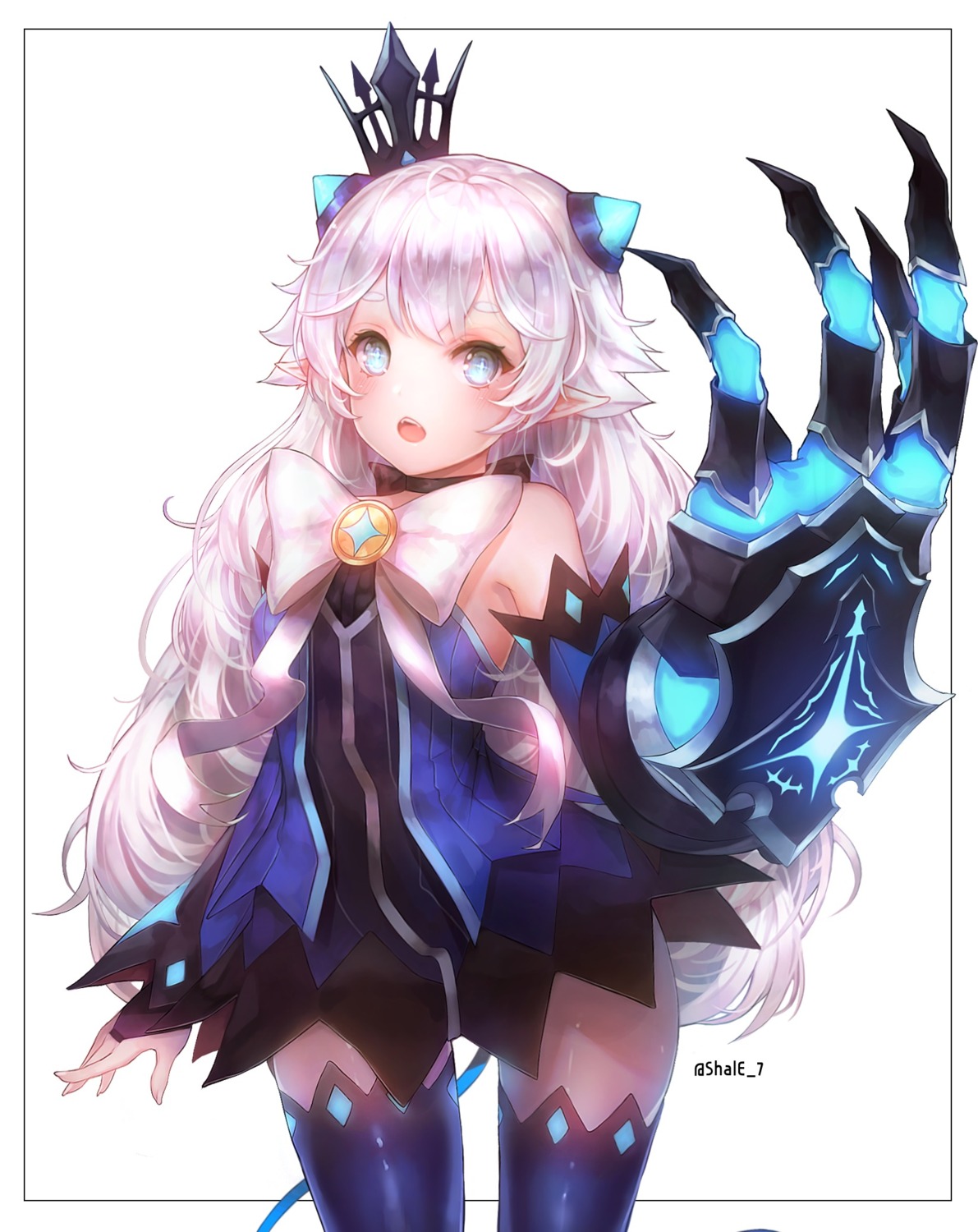 elsword lu_(elsword) no_bra shale thighhighs weapon