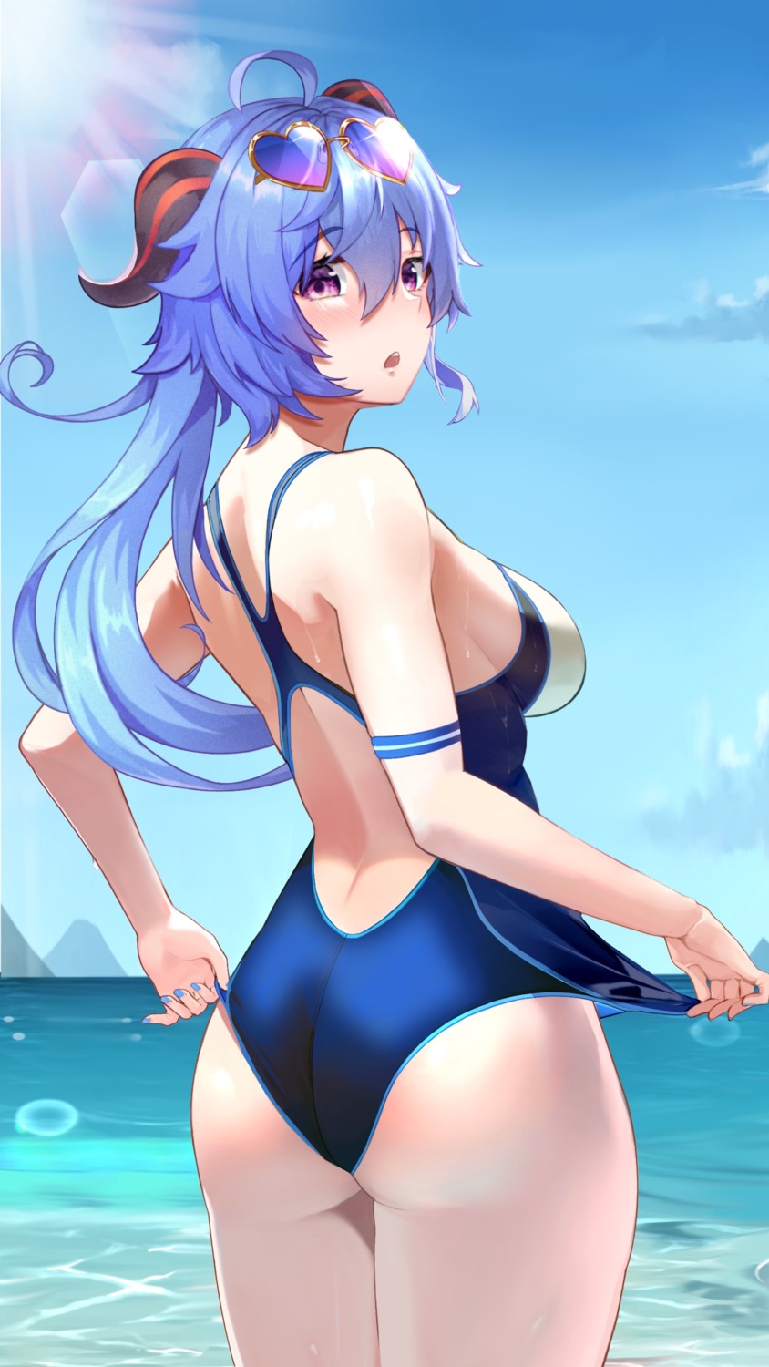 ass ganyu genshin_impact megane niduannowu swimsuits wet