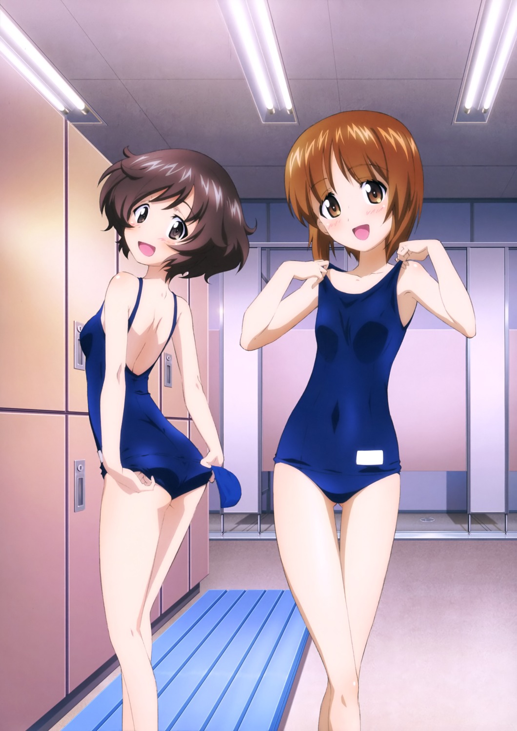 akiyama_yukari ass girls_und_panzer nishizumi_miho school_swimsuit sugimoto_isao swimsuits yoshida_nobuyoshi