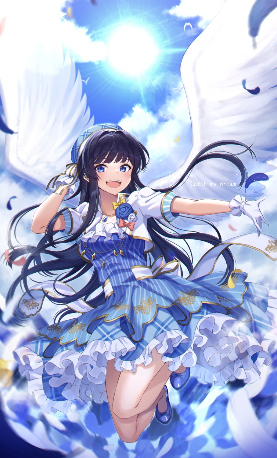 dress kuroto_yuu mogami_shizuka skirt_lift the_idolm@ster the_idolm@ster_million_live! wings