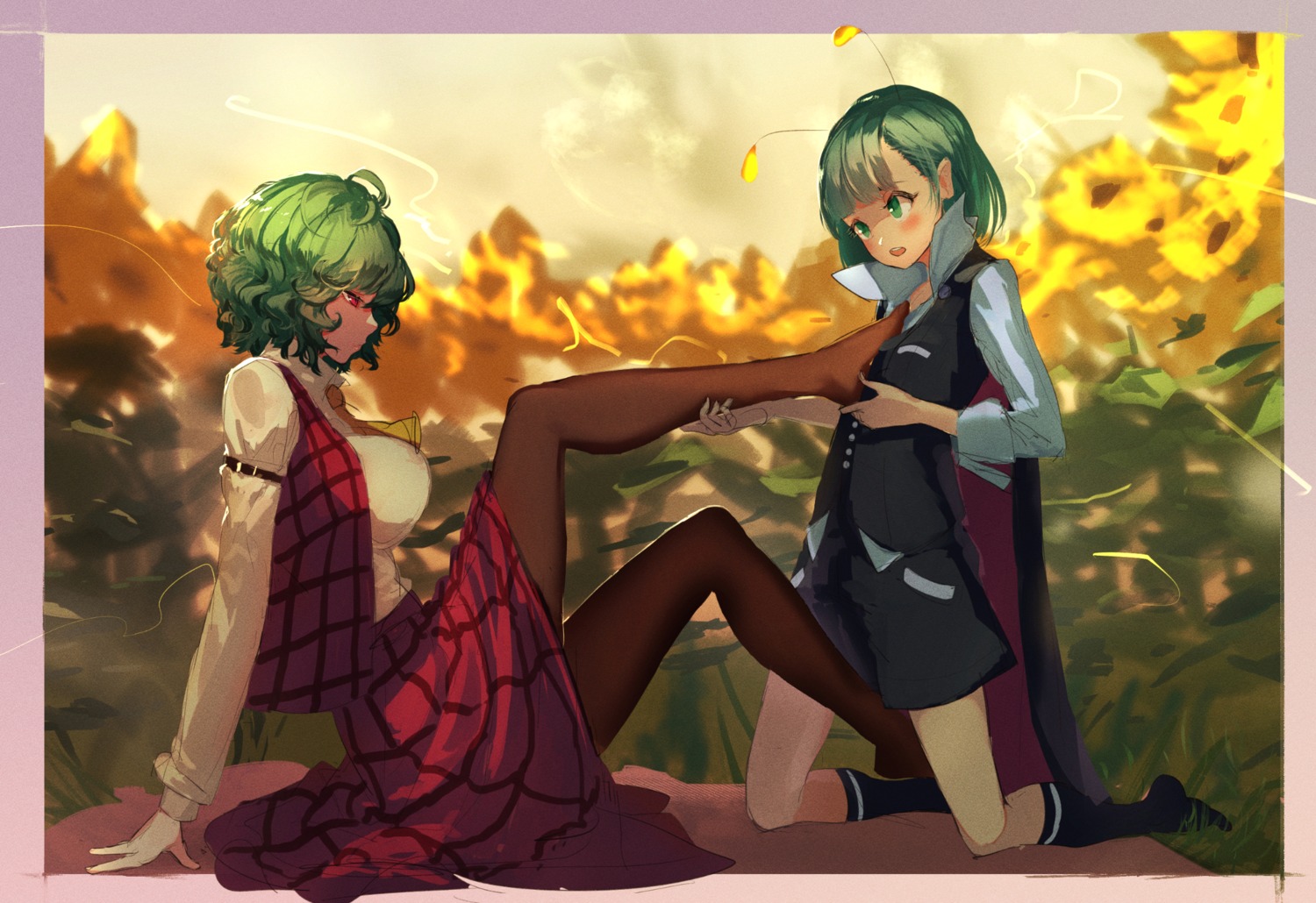 kazami_yuuka kikimifukuri pantyhose touhou wriggle_nightbug yuri