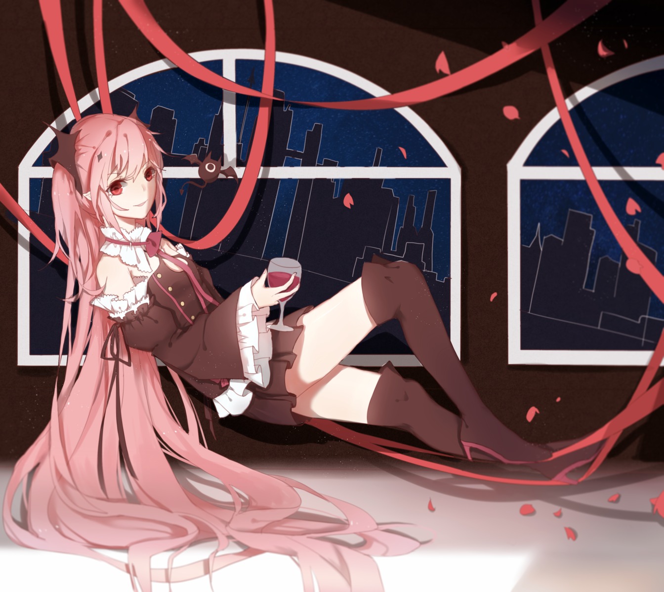 chun_yang dress heels krul_tepes owari_no_seraph thighhighs