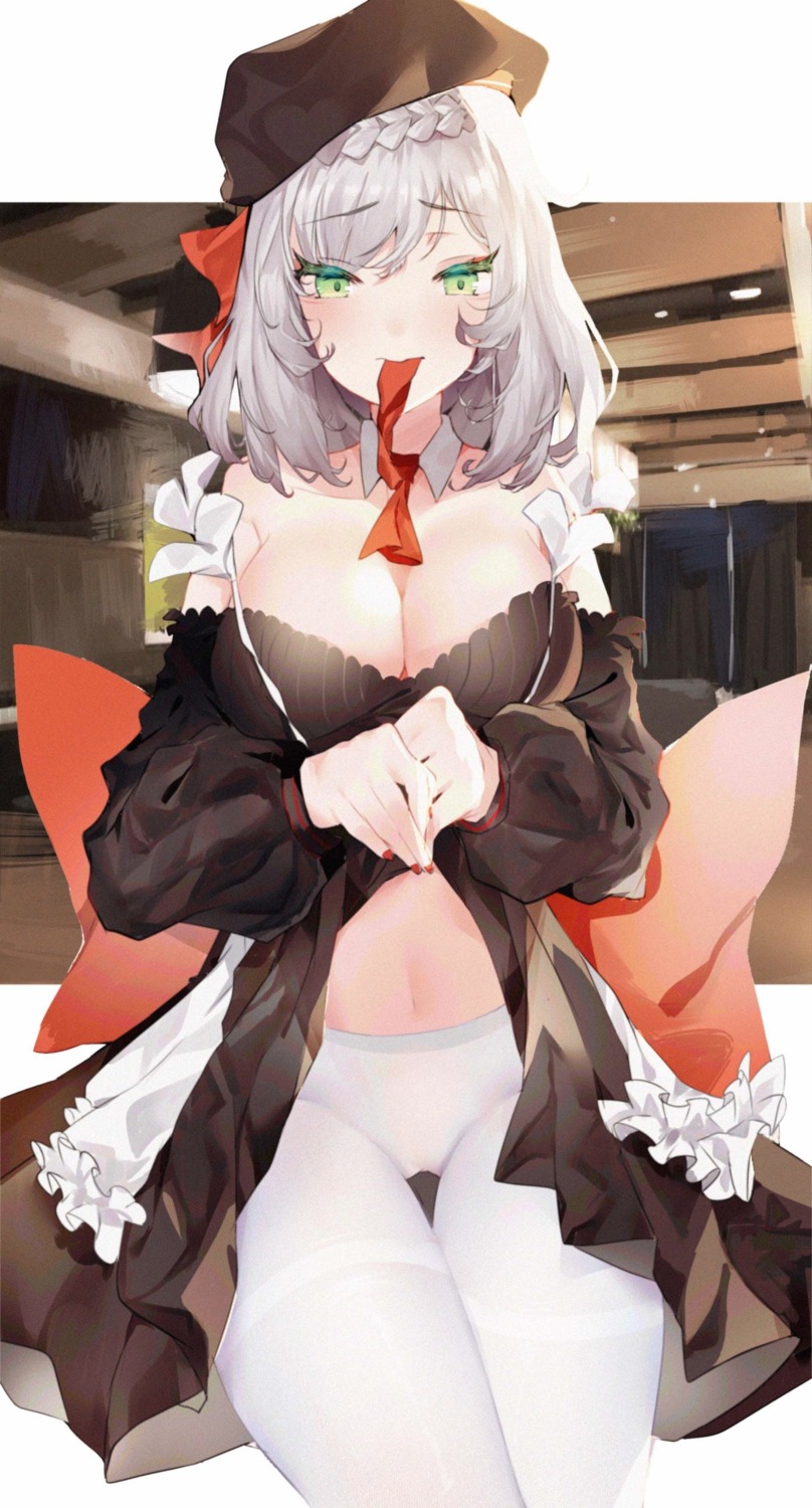 no_bra pantyhose skirt_lift xiongshouji