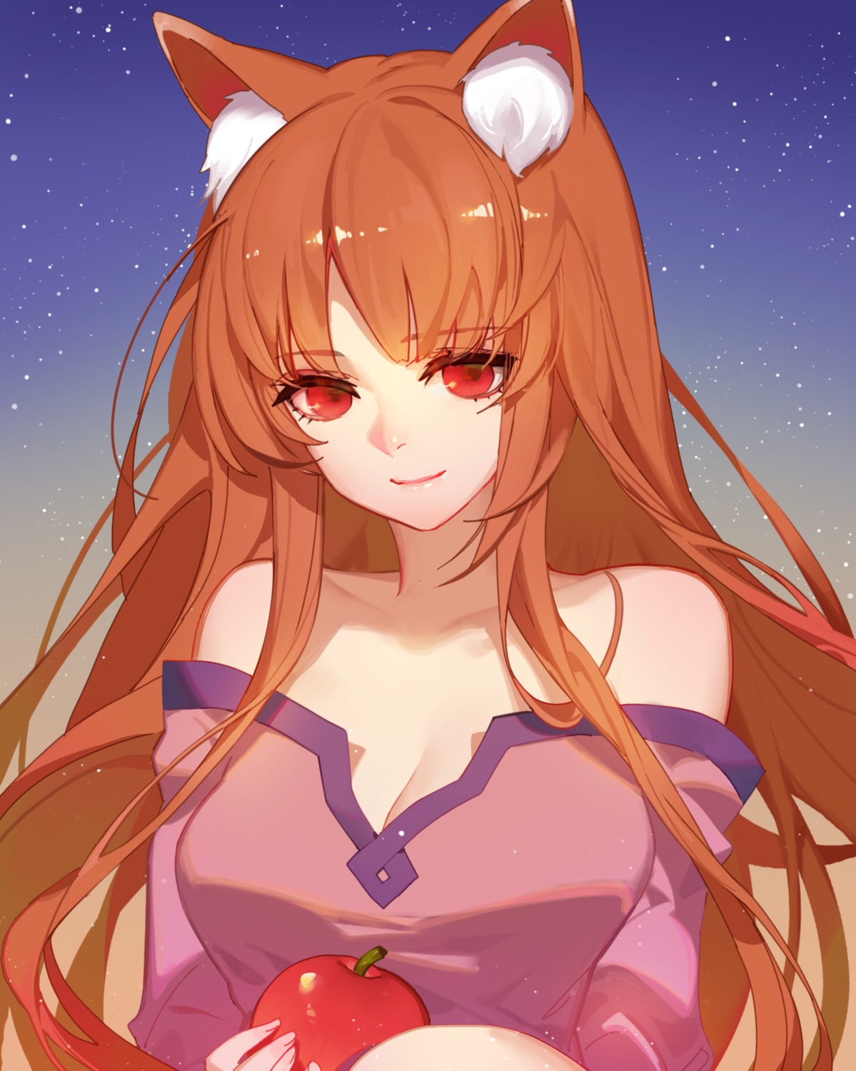 animal_ears cleavage holo no_bra songjikyo spice_and_wolf