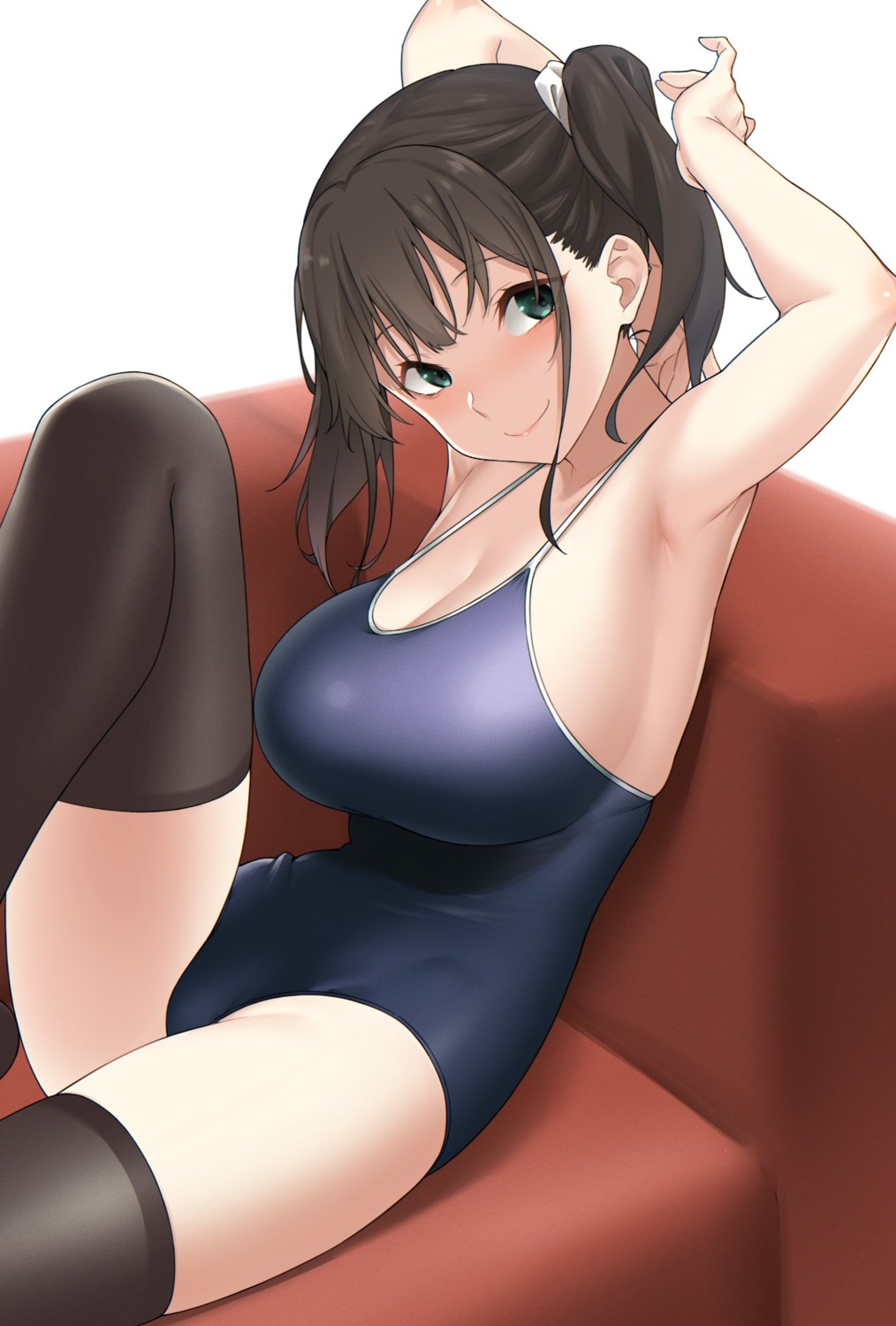 cleavage hatanaka school_swimsuit swimsuits thighhighs