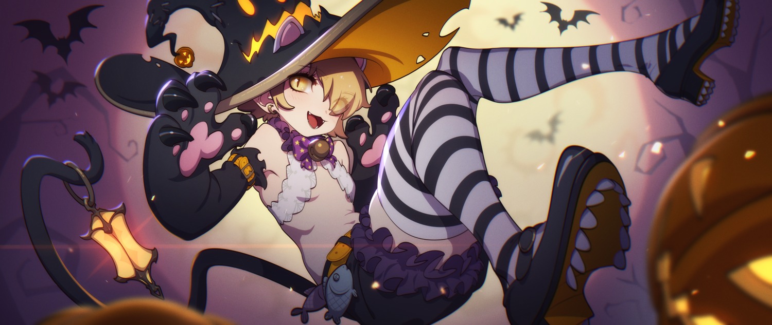 halloween heels loli no_bra tail thank_star thighhighs witch