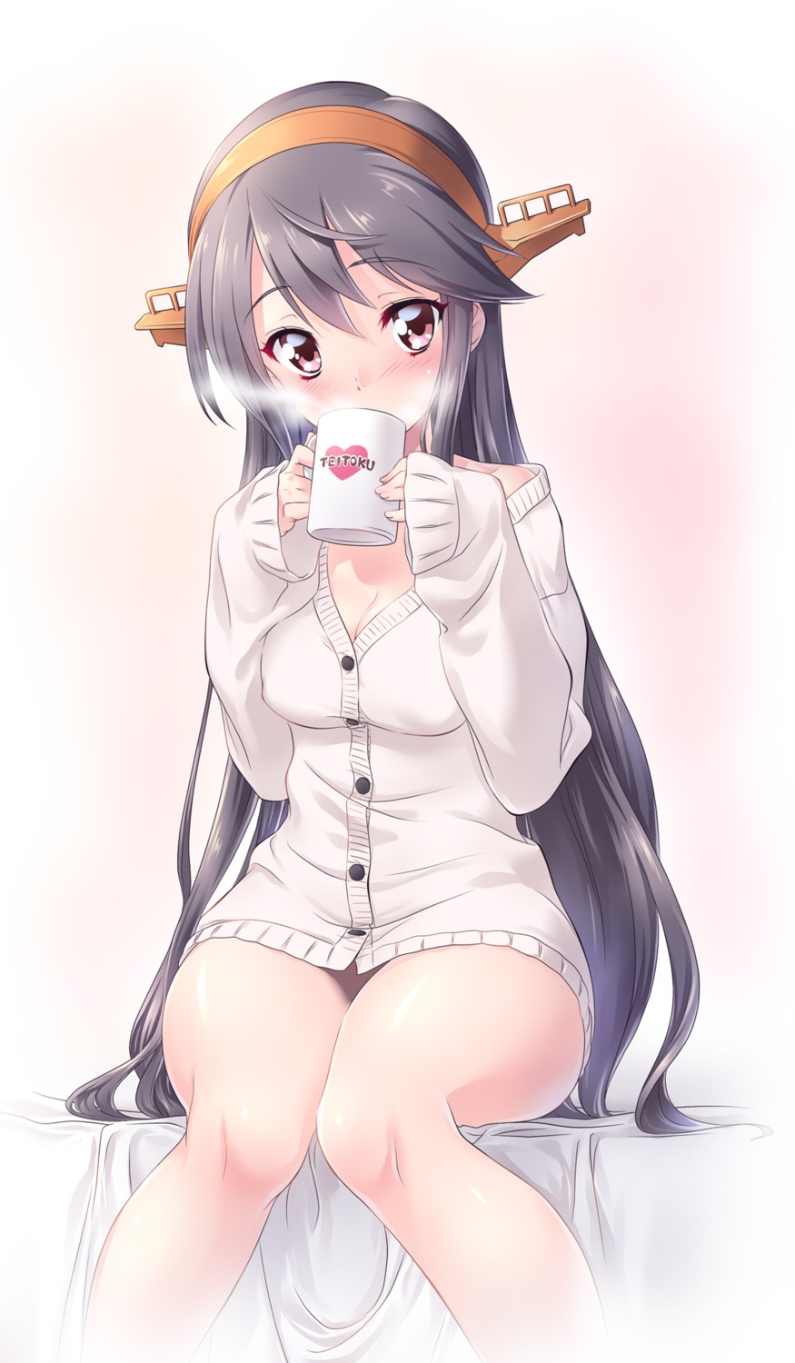 cleavage haruna_(kancolle) kantai_collection kuzuryuu_kennosuke sweater