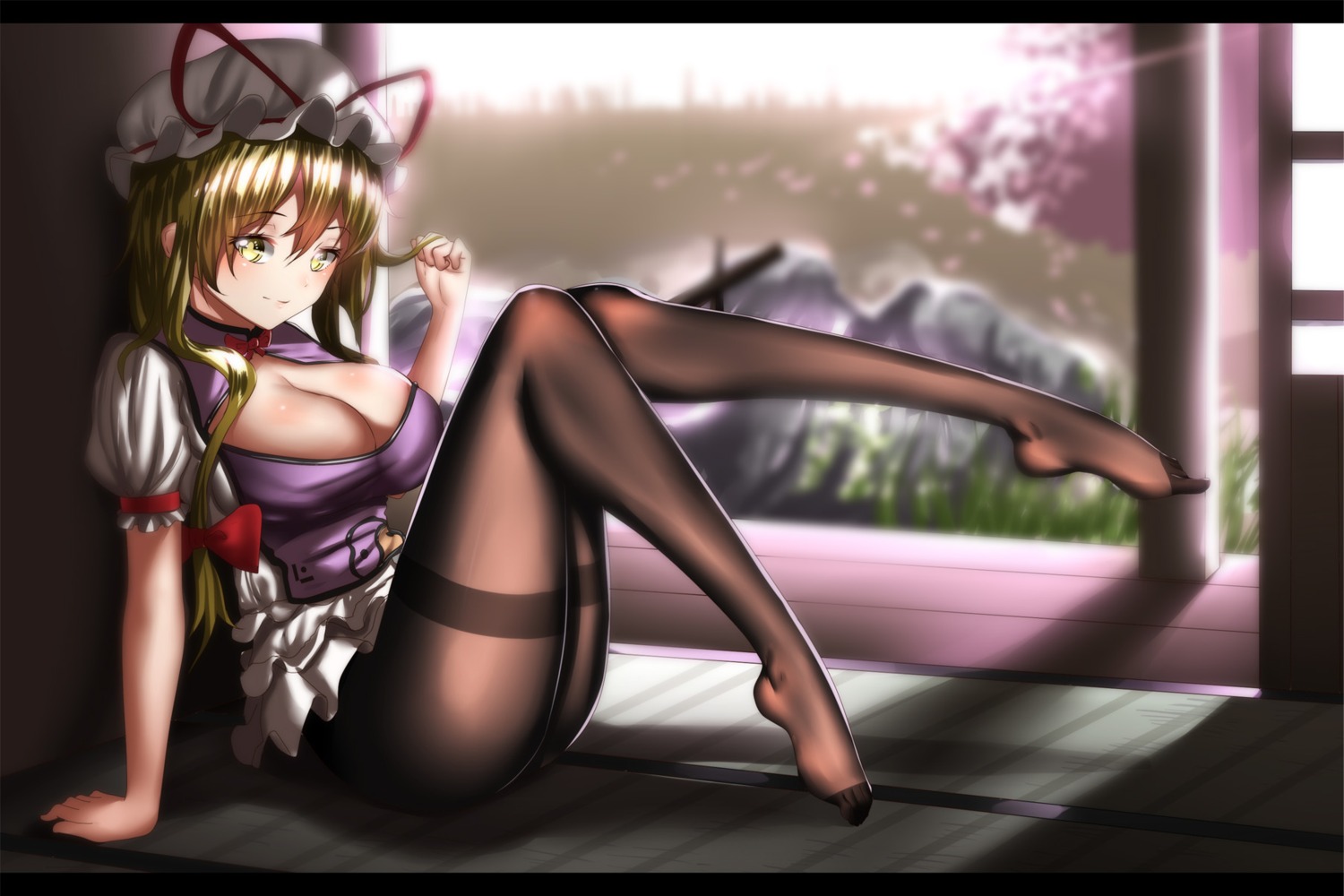 cleavage feet hk_(hk) pantyhose touhou yakumo_yukari