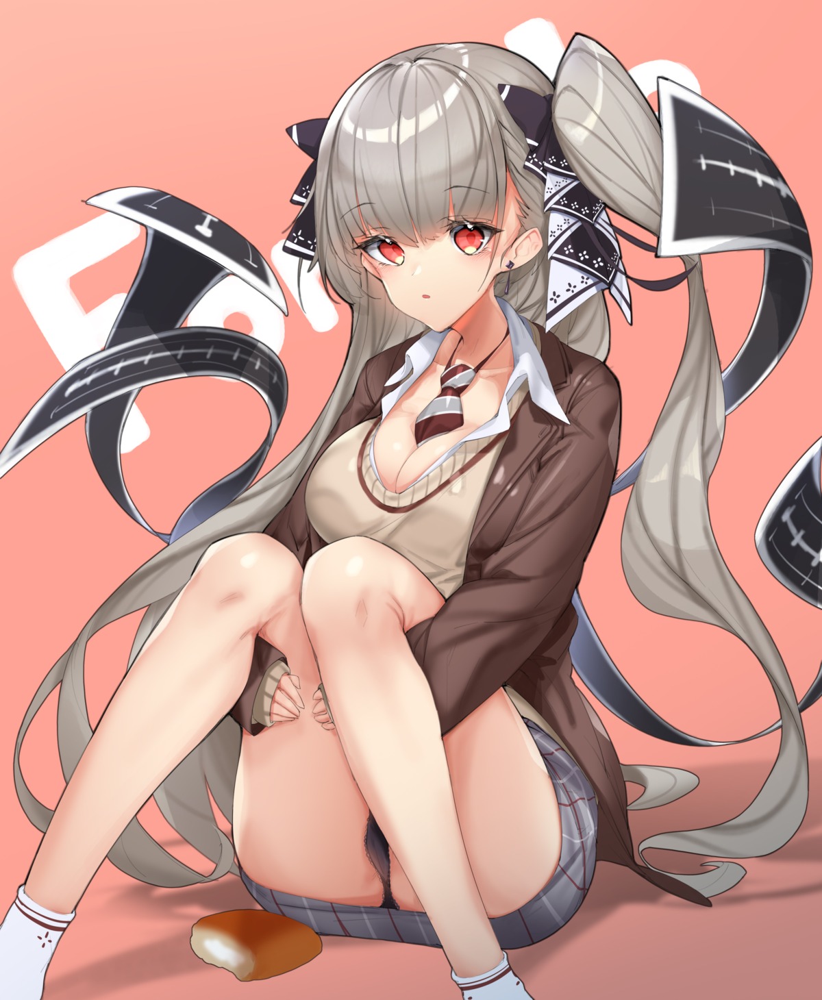 azur_lane cleavage formidable_(azur_lane) kyudong. open_shirt pantsu skirt_lift sweater