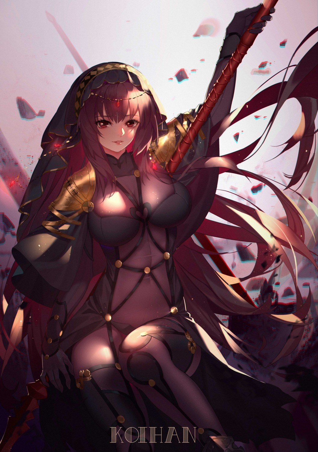 armor bodysuit fate/grand_order koi_han scathach_(fate/grand_order) weapon