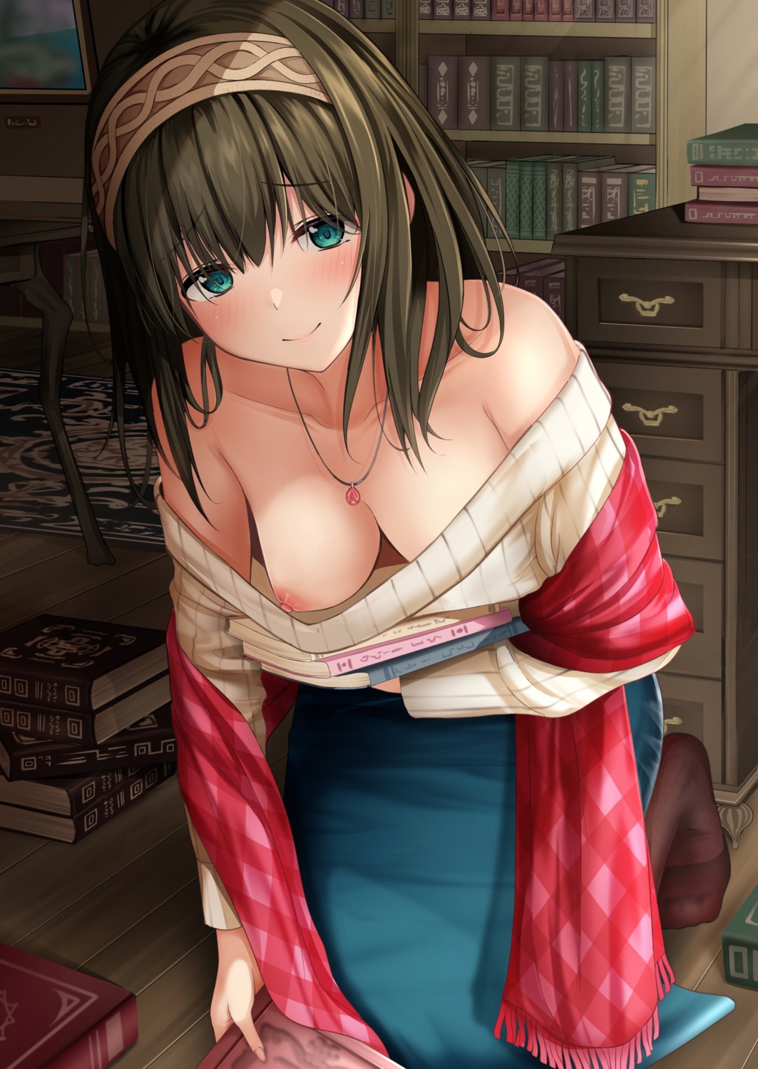 breasts monaka_curl nipples no_bra open_shirt sagisawa_fumika sweater the_idolm@ster the_idolm@ster_cinderella_girls