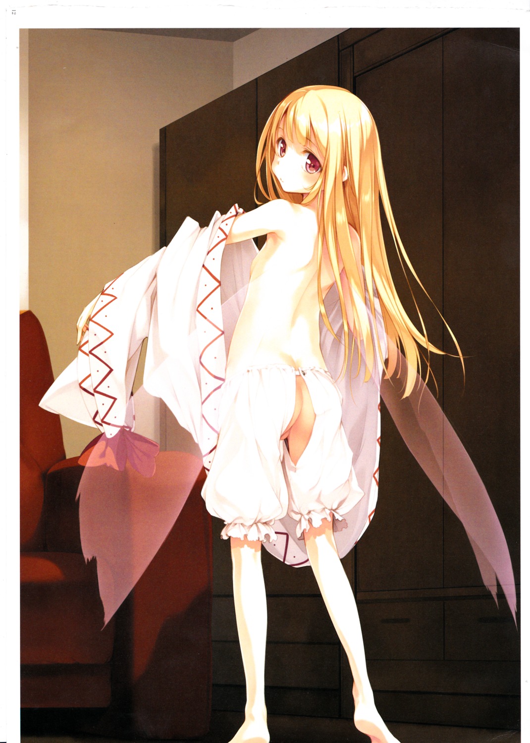 ass bloomers gekidoku_shoujo ke-ta lily_white loli nopan topless touhou undressing wings