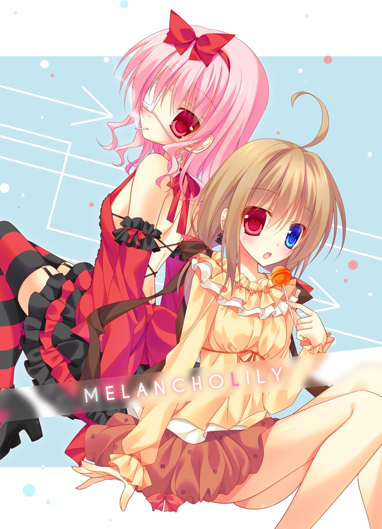 gothic_lolita heels heterochromia lolita_fashion nakada_rumi smoking thighhighs