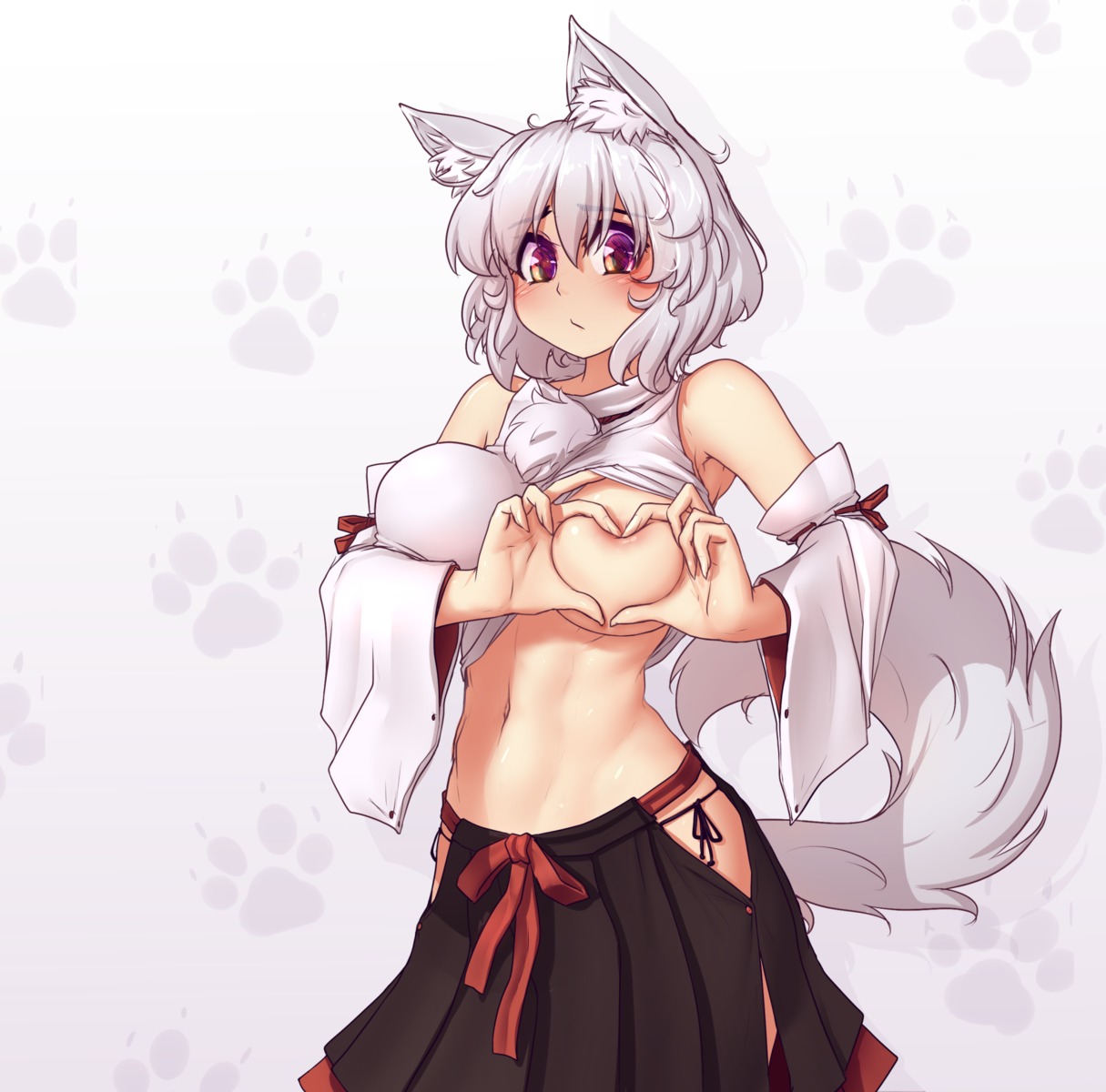 animal_ears areola breast_grab breasts hater_(artist) inubashiri_momiji no_bra pantsu shirt_lift string_panties tail touhou