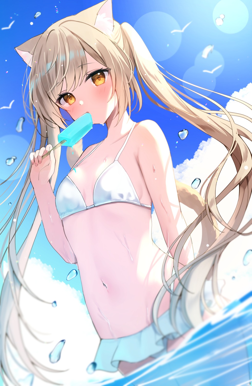 animal_ears bikini hamico nekomimi swimsuits tail wet