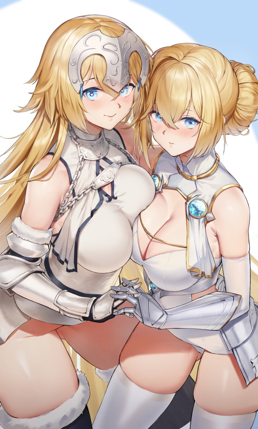 armor azur_lane cameltoe cleavage crossover duan_henglong fate/grand_order jeanne_d'arc jeanne_d'arc_(azur_lane) jeanne_d'arc_(fate) pantsu thighhighs yuri